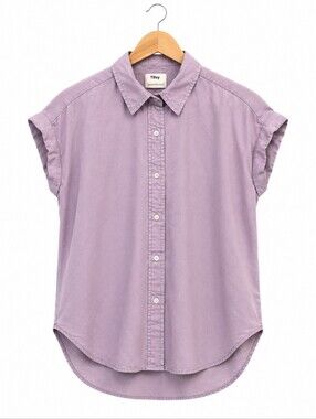 Tilley Lavender Lyocell Button Front Cap Sleeve Blouse – Size Small